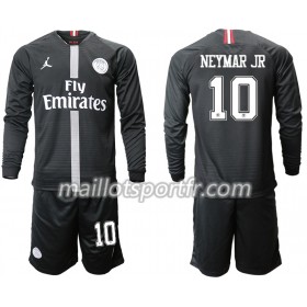 Maillot de Foot Paris Saint Germain NEYMAR JR 10 Jordan Noir Enfant Troisieme 2018/19 ML